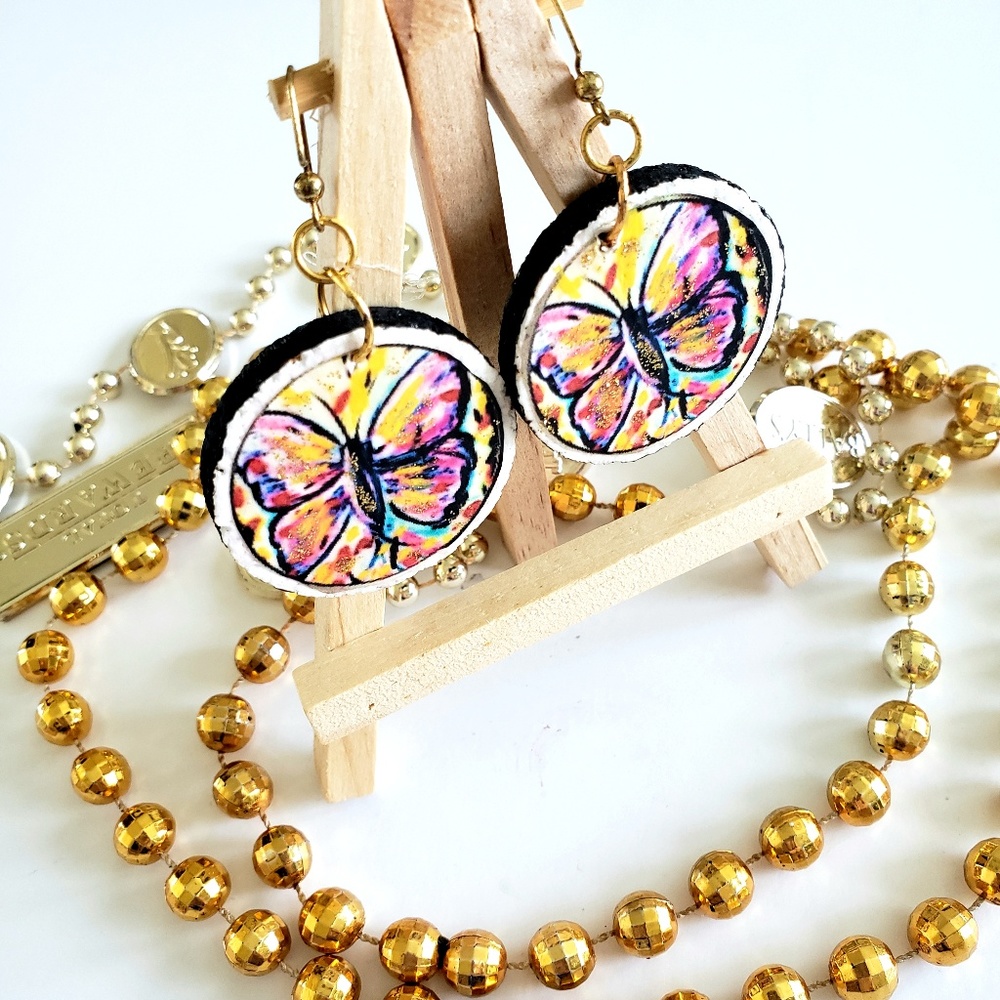 Artist Designed Butterfly Dangle Earrings